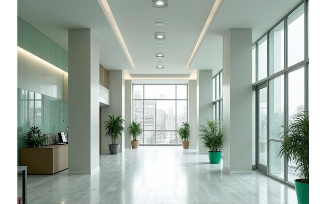 Renovated business interior with updated design
