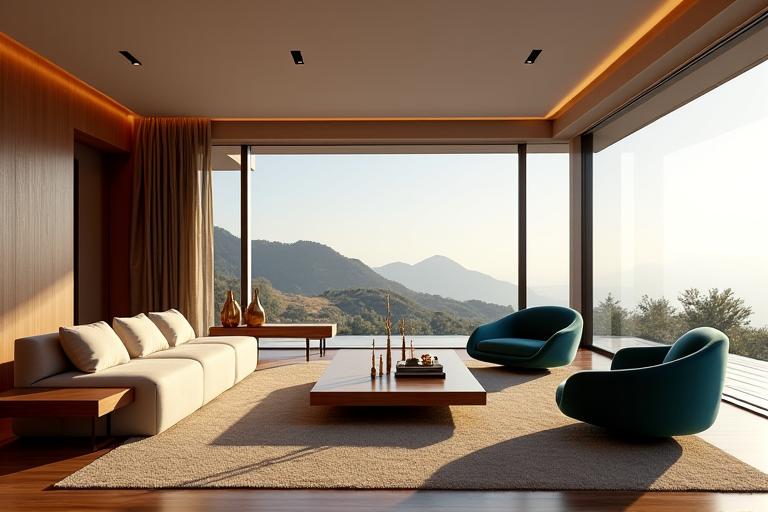 Luxurious custom-built home interior with open concept and high ceilings