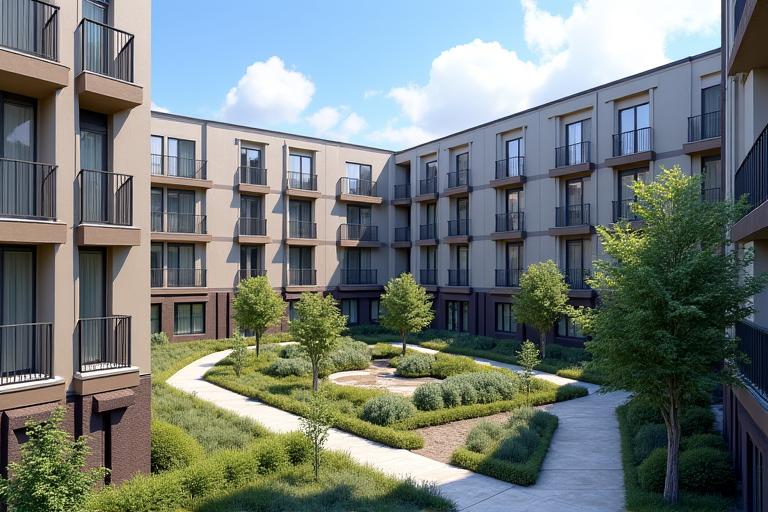 Architectural visualization of a new multi-unit apartment complex